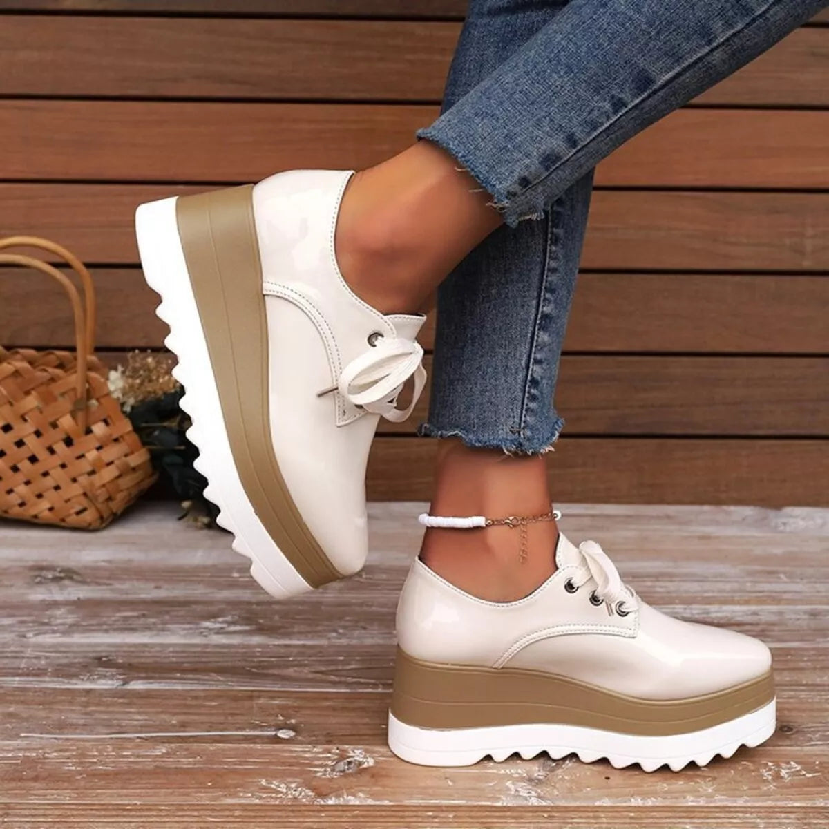 women's lace up platform sneakers - additional image