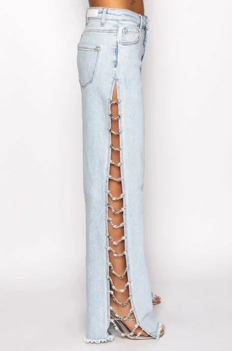 Side Chain Wide Leg Jeans