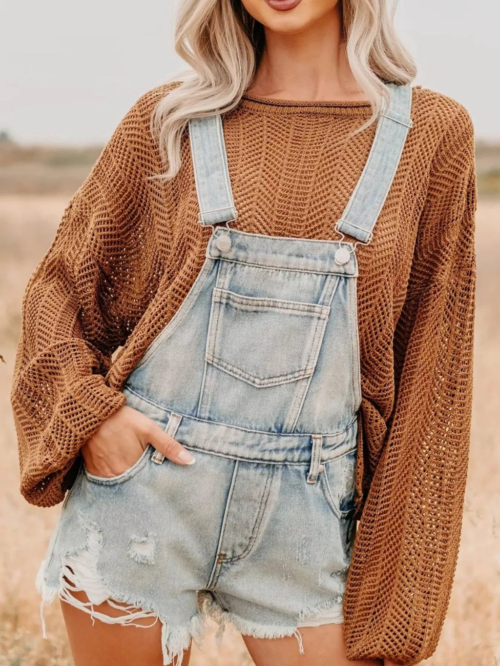 women's distressed denim overalls shorts - product showcase