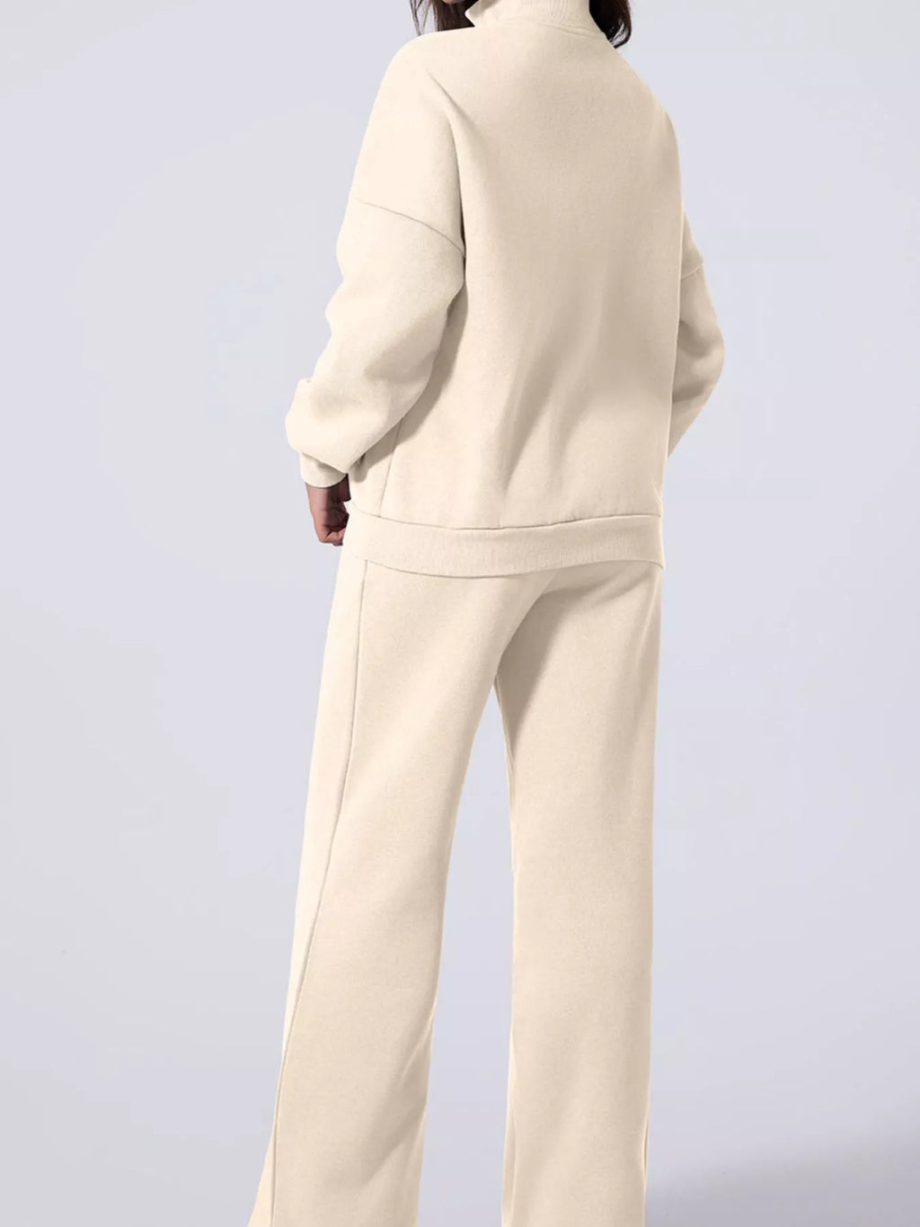 women's drop shoulder zip up jacket and drawstring pants active 2pcs set - lifestyle shot