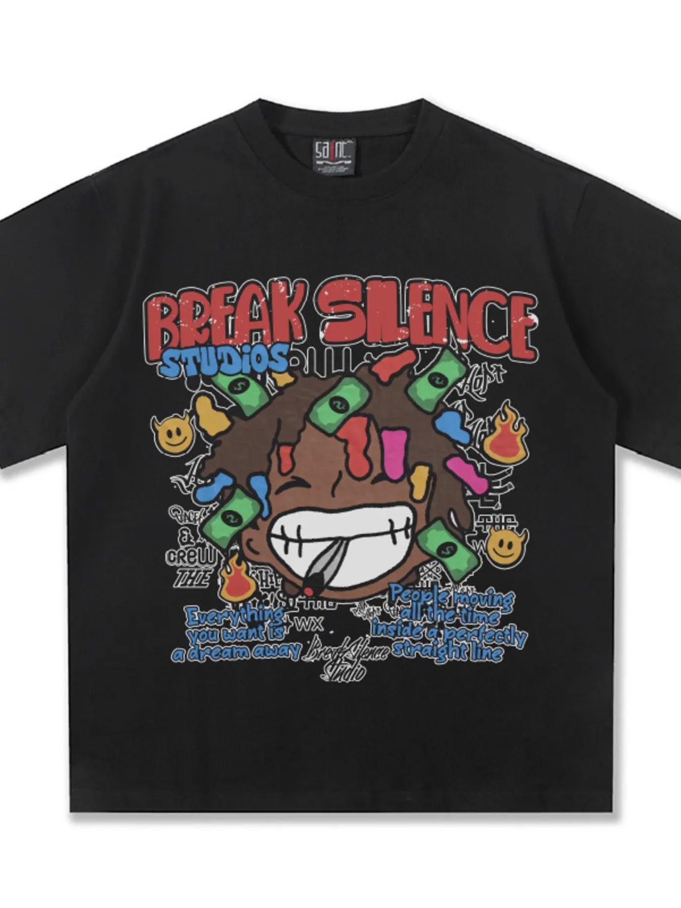 men's men's break silence graphic relaxed fit t-shirt - styling option