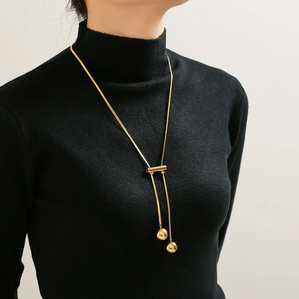 18k gold-plated titanium steel hollow bead necklace — women’s activewear view