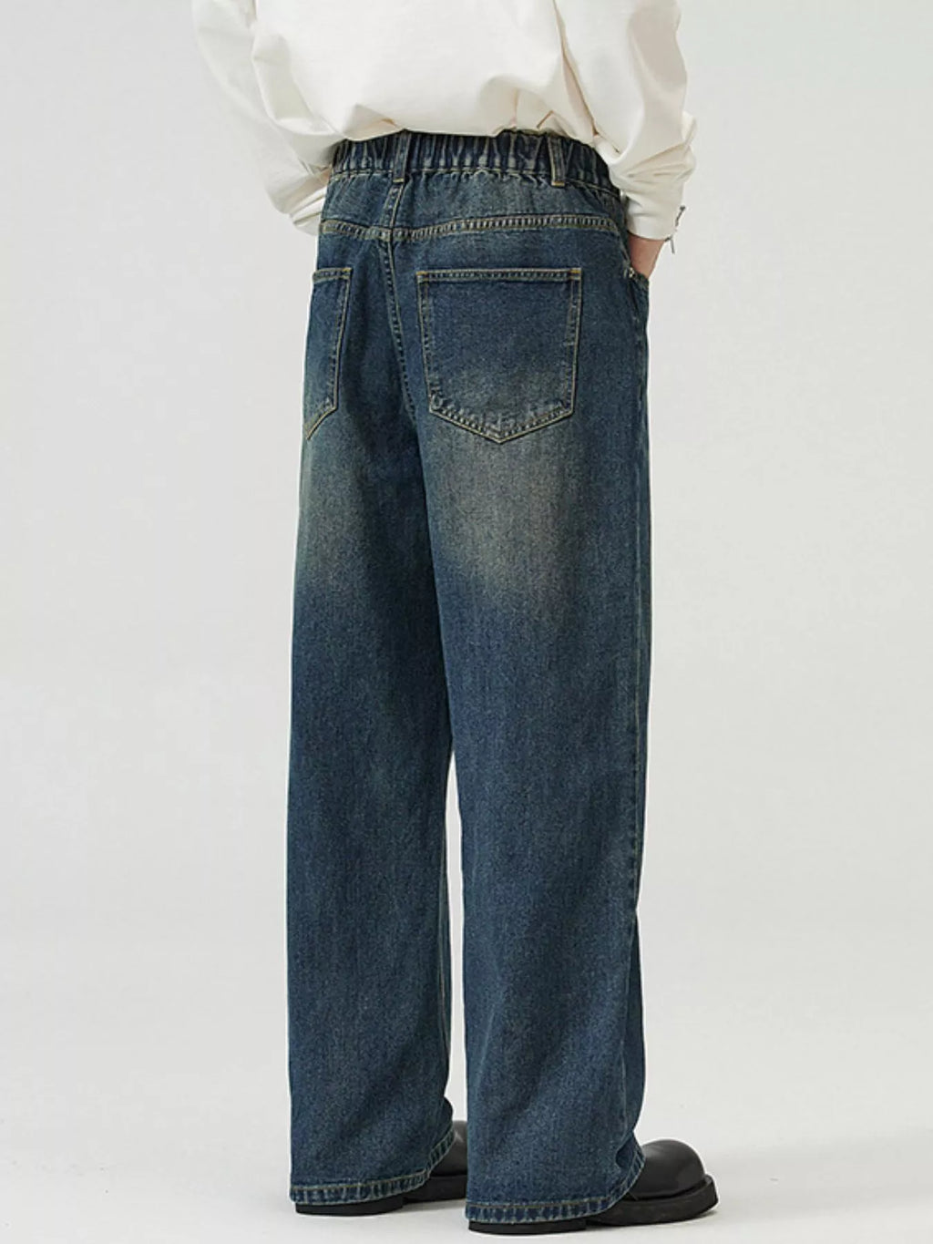 men's men's full size washed straight jeans plus size - styling option