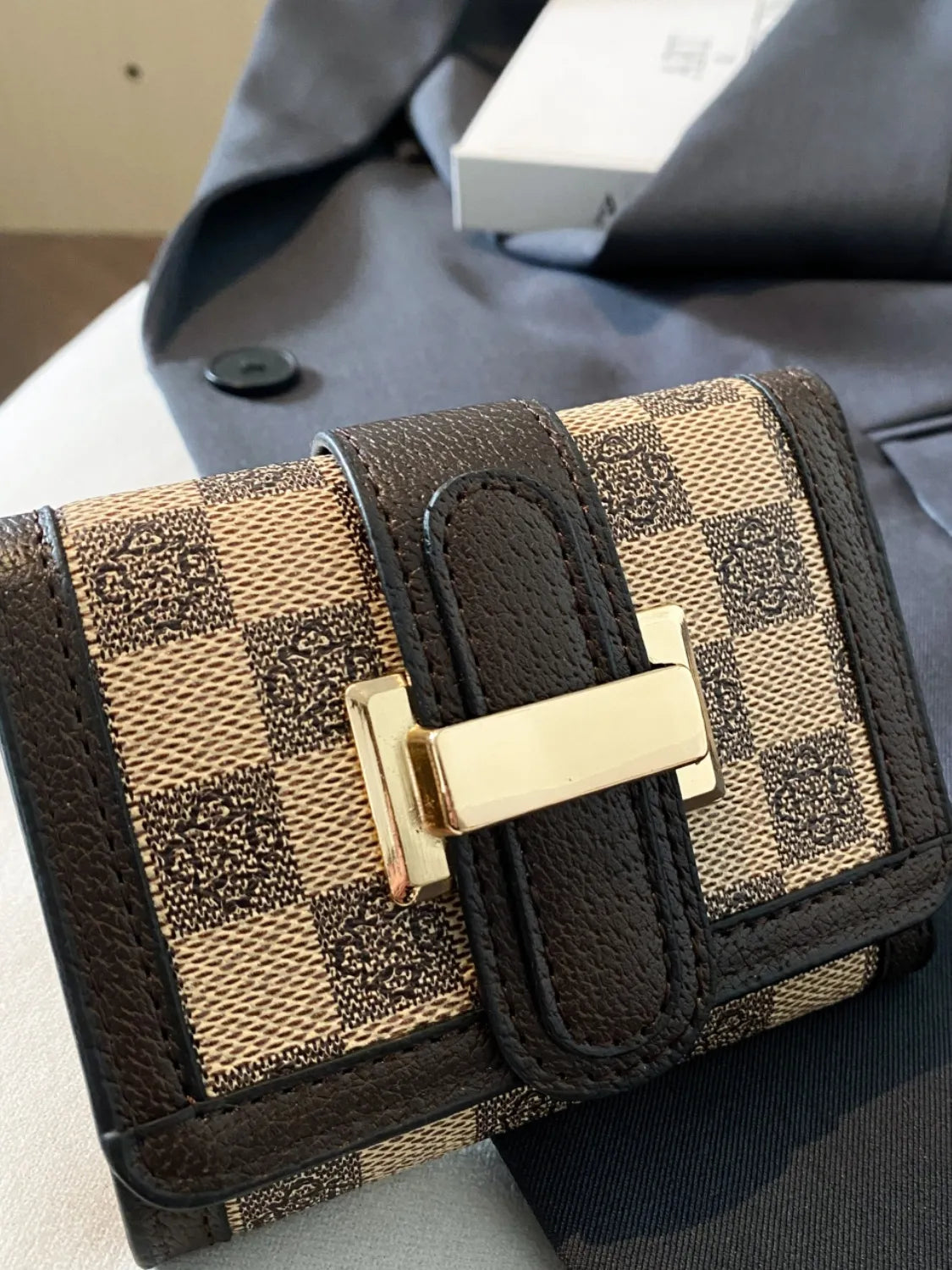 Printed PU Leather Wallet Chocolate One Size
