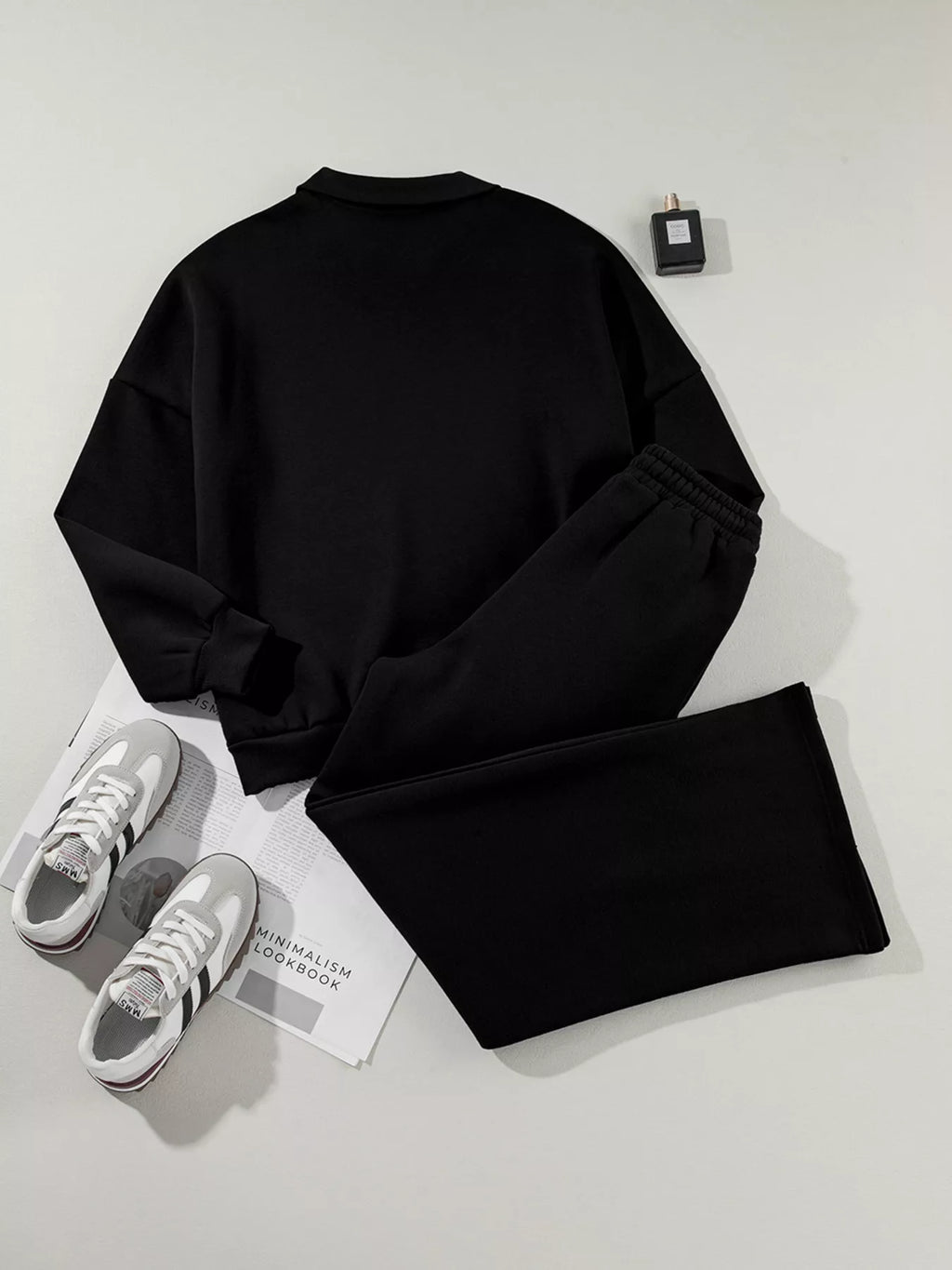 women's drop shoulder zip up jacket and drawstring pants active 2pcs set - styling option