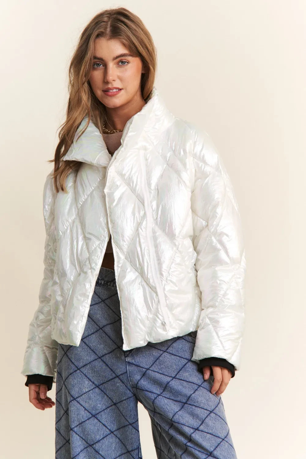 belted winter jacket for women worn open