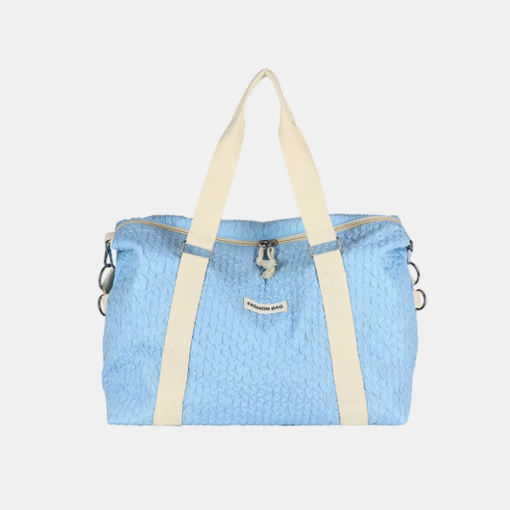 Textured Nylon Travel Bag Pastel Blue One Size