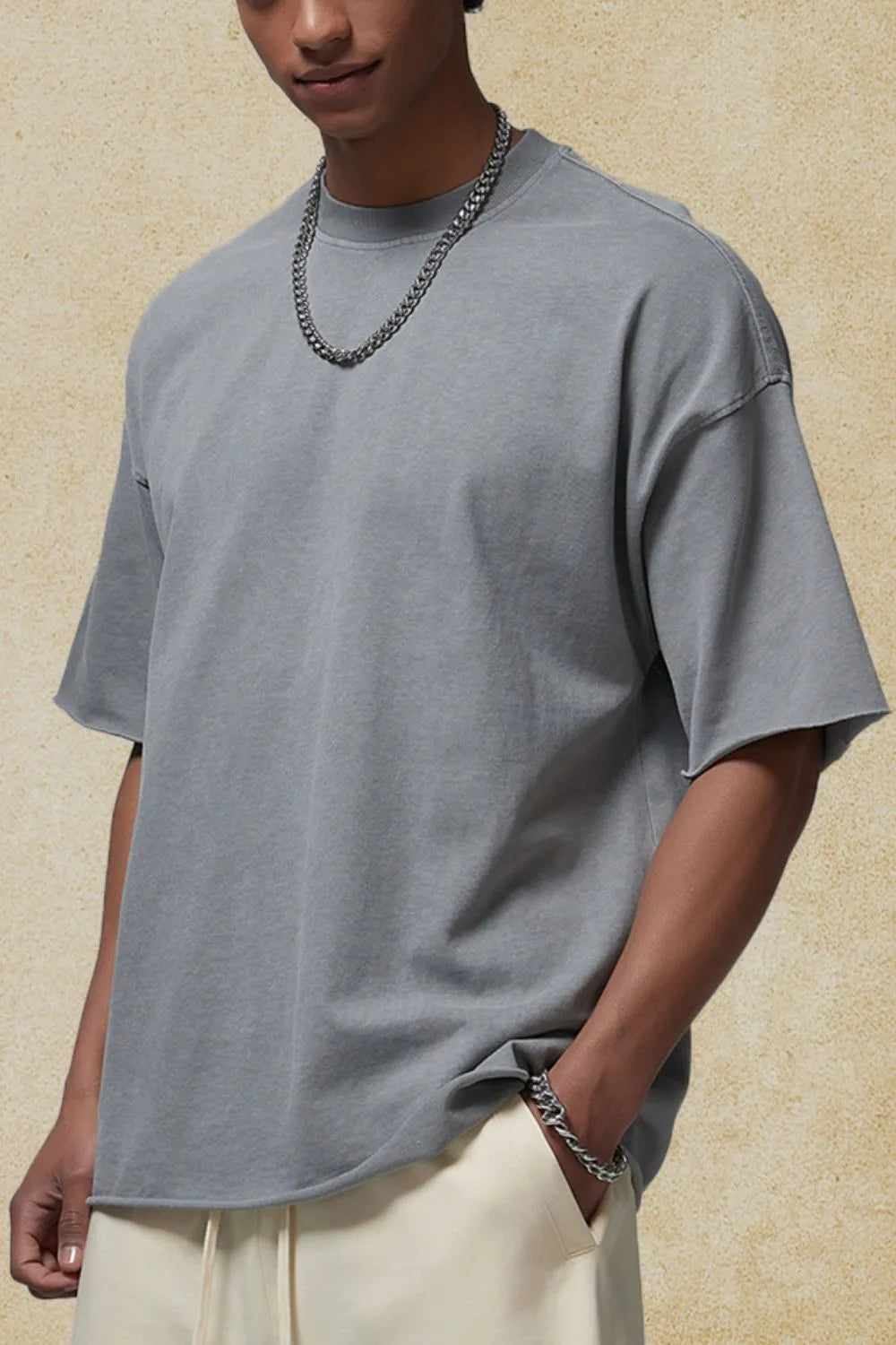 Men's Round Neck Half Sleeve T-Shirt Gray
