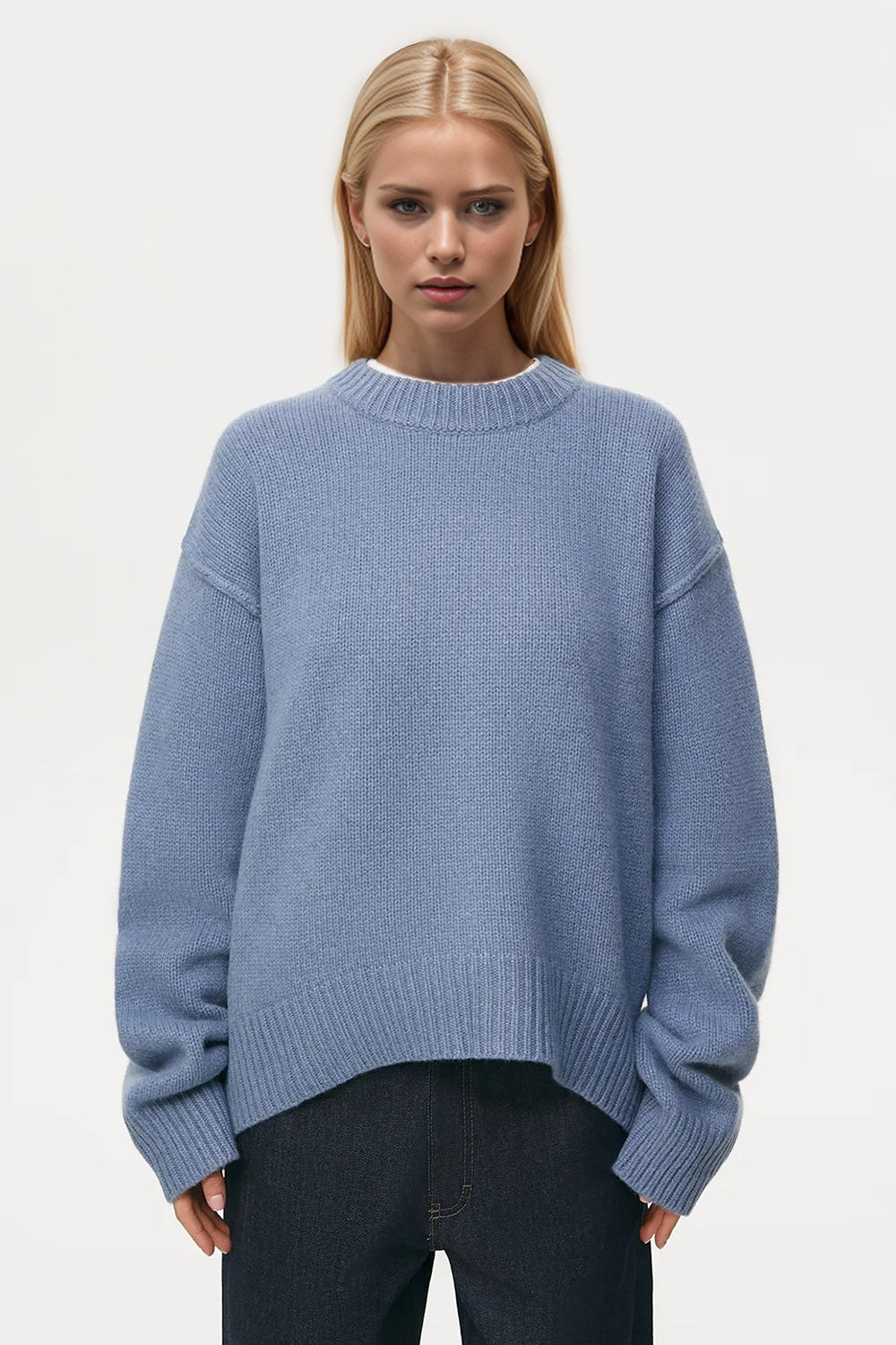 Basic Bae Round Neck Dropped Shoulder Sweater