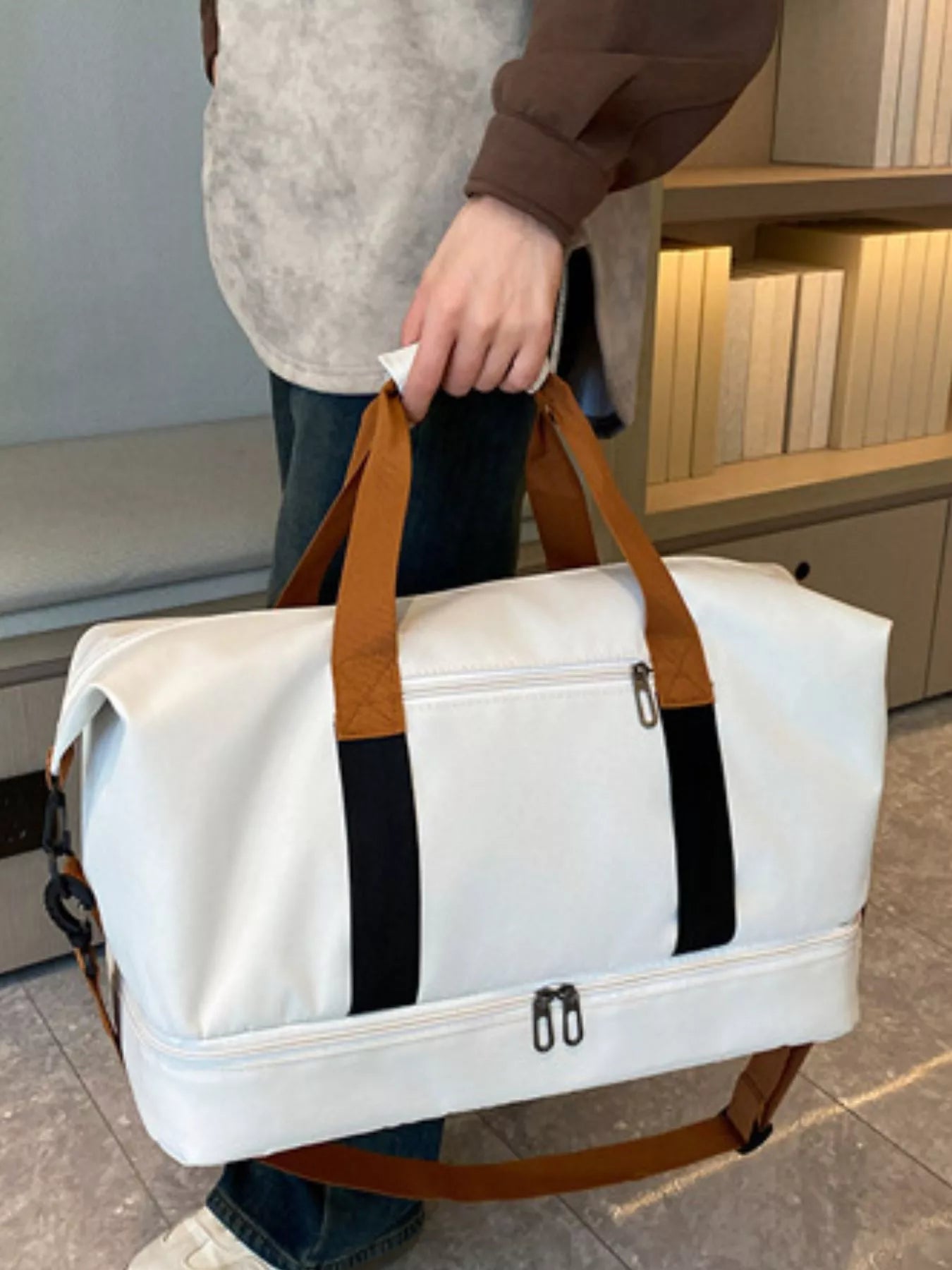 women's multifunctional waterproof travel duffel bag - back view