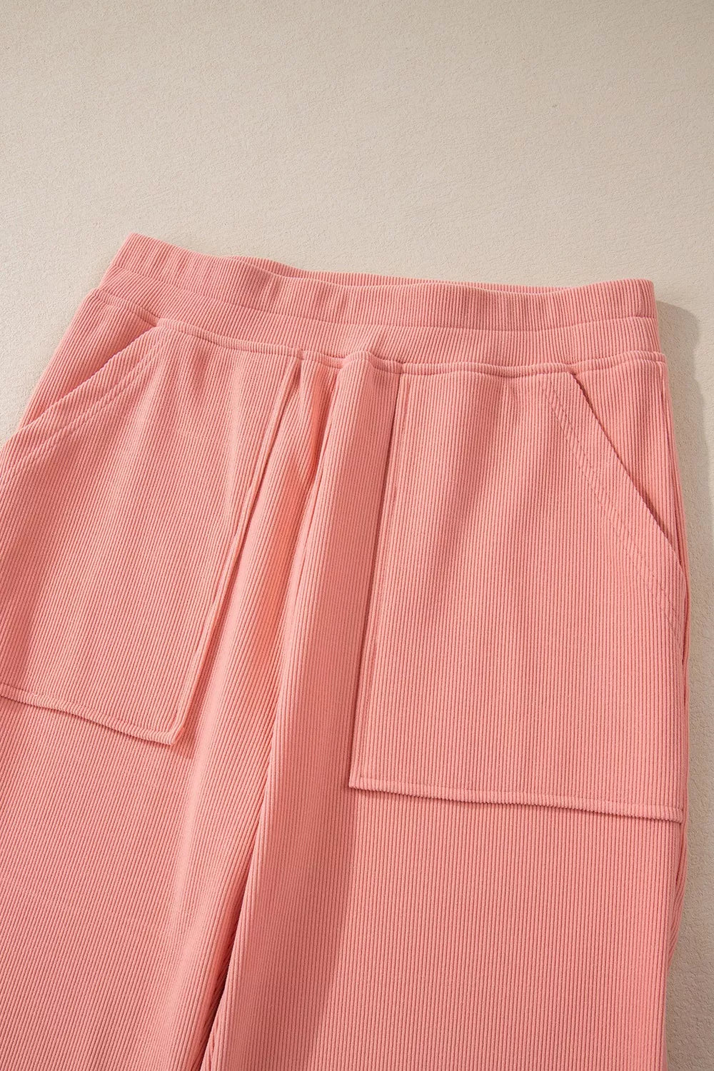 women's ribbed round neck top and pants set - styling option