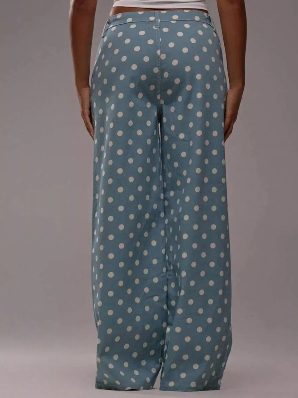 women's polka dot wide leg jeans - extra view
