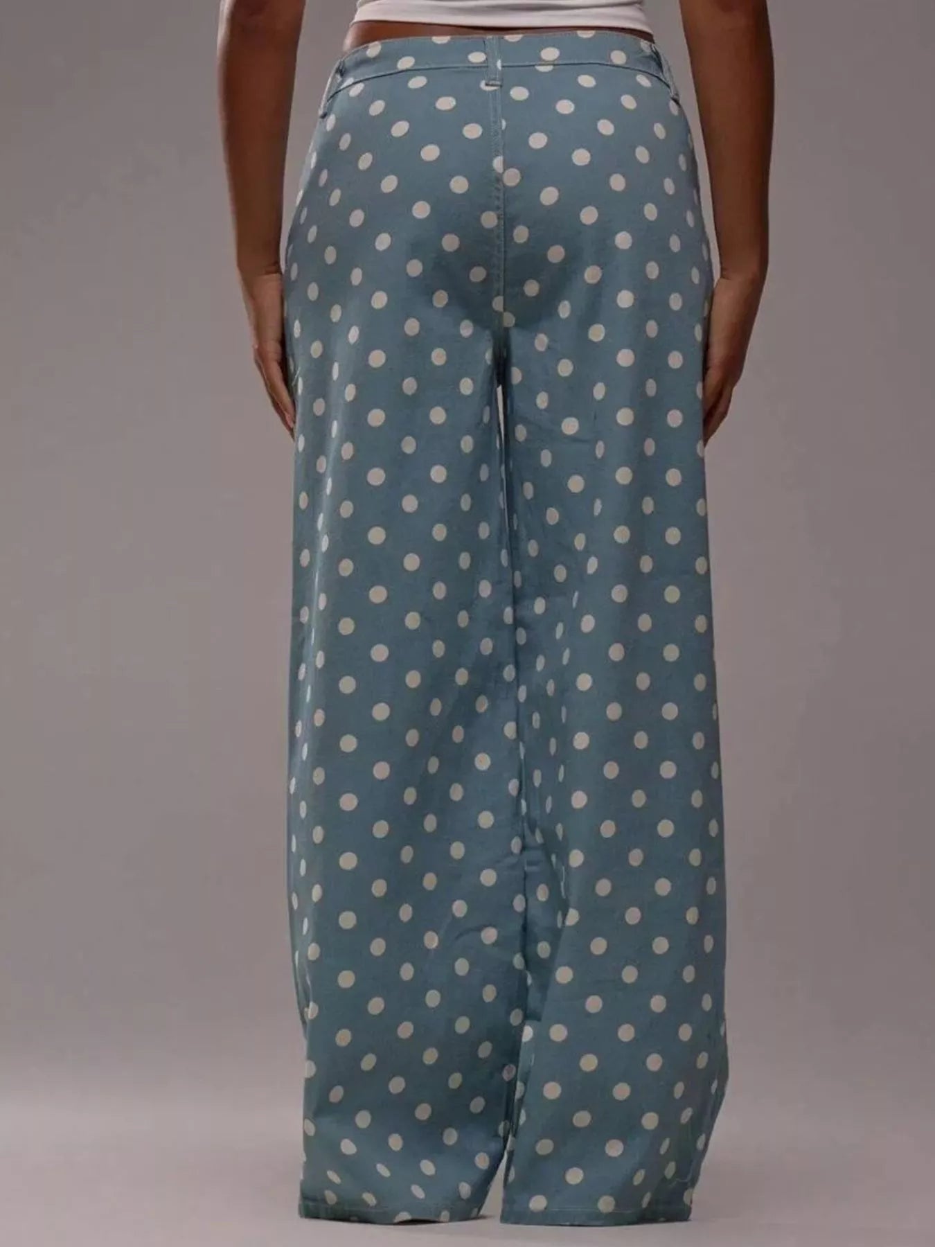 women's polka dot wide leg jeans - extra view