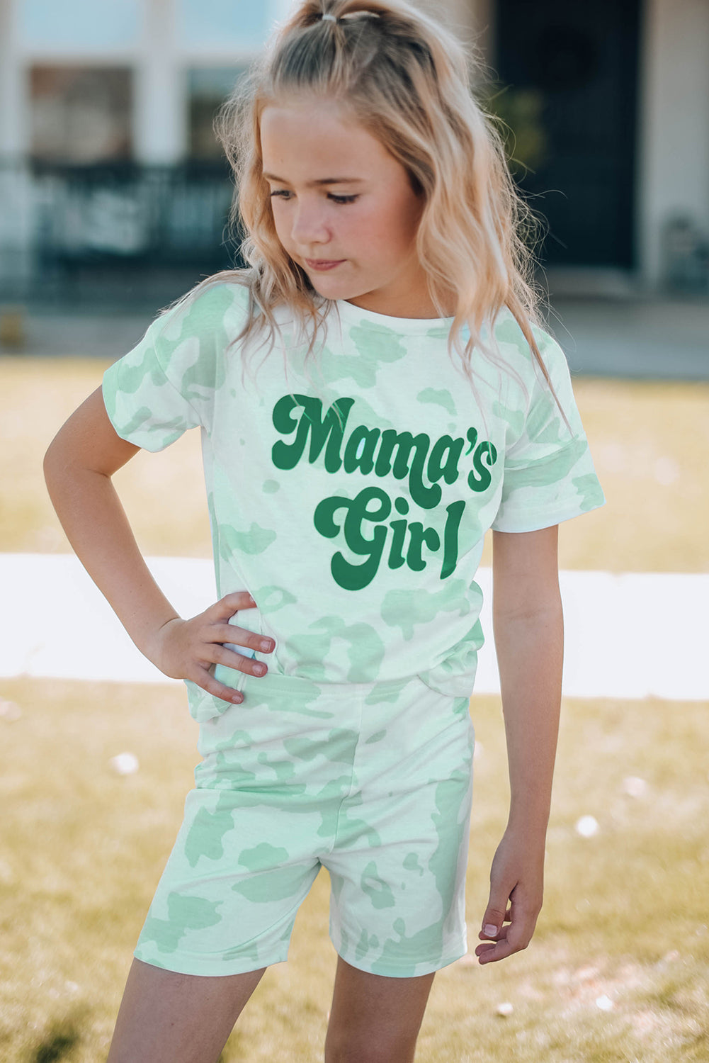 girls printed letter graphic lounge set — stylish clothing for kids