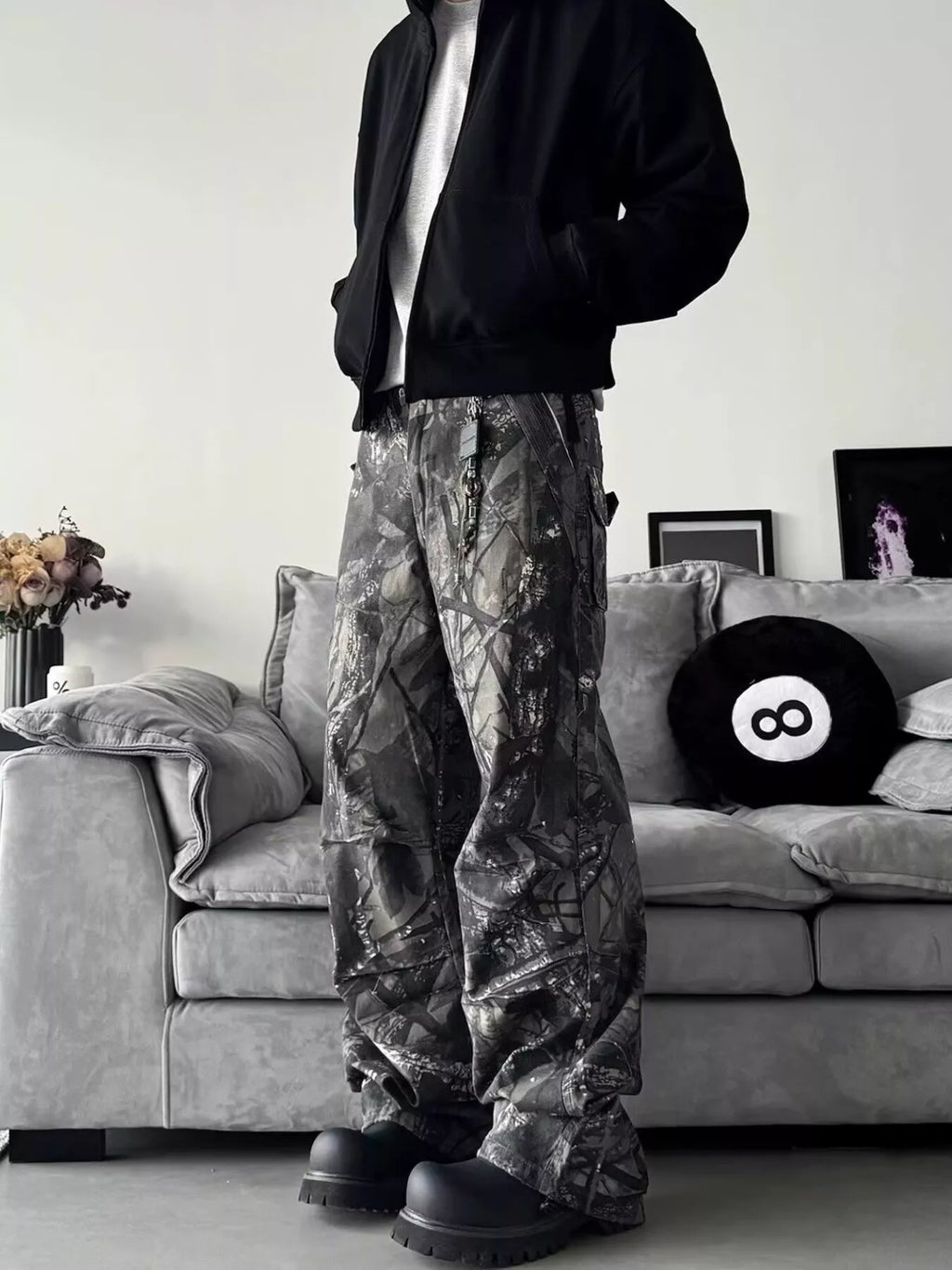men's men's full size camo print relaxed fit jeans plus size - side view