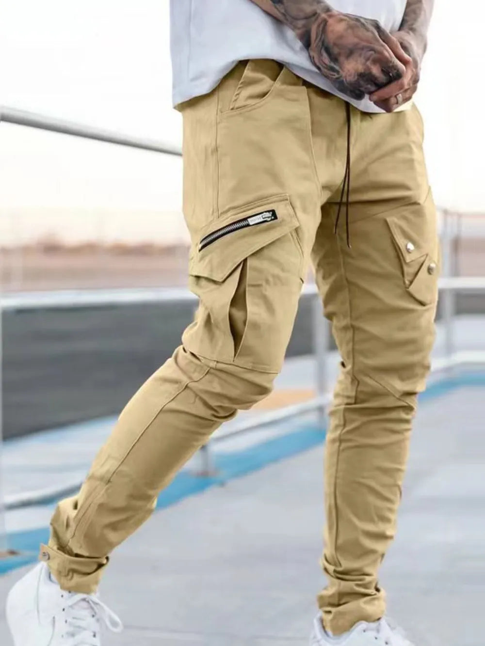 Men's Plus Size Pants with Cargo Pockets Tan