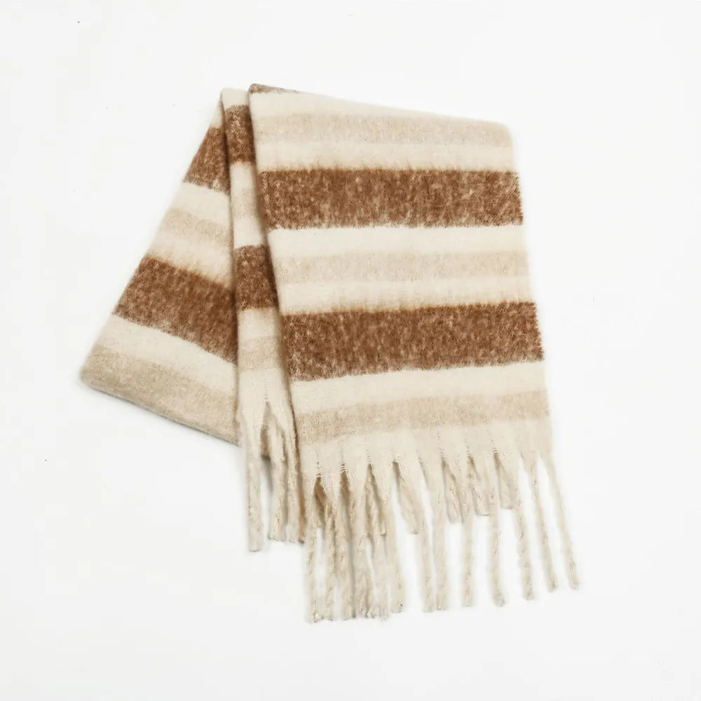 faux fur trim scarf looped with jacket
