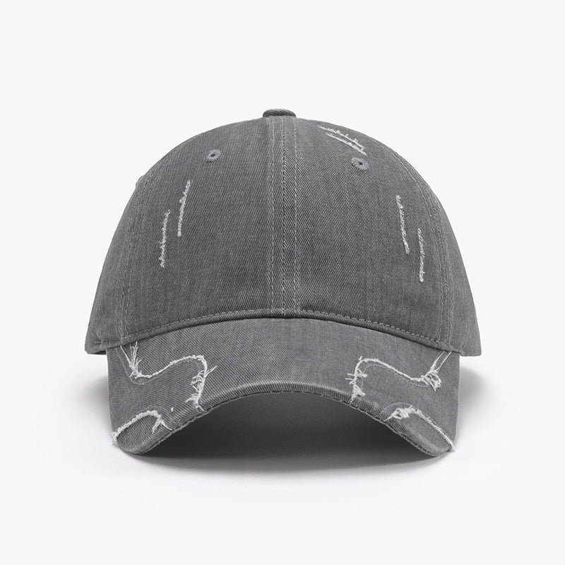 Raw Hem Adjustable Cap Dark Gray One Size