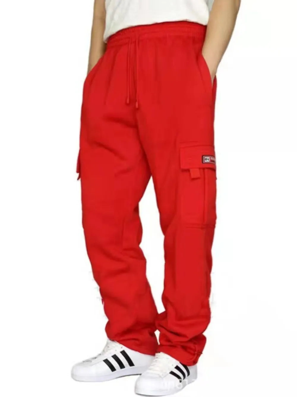 Men's Full Size Drawstring Pants Plus Size Red