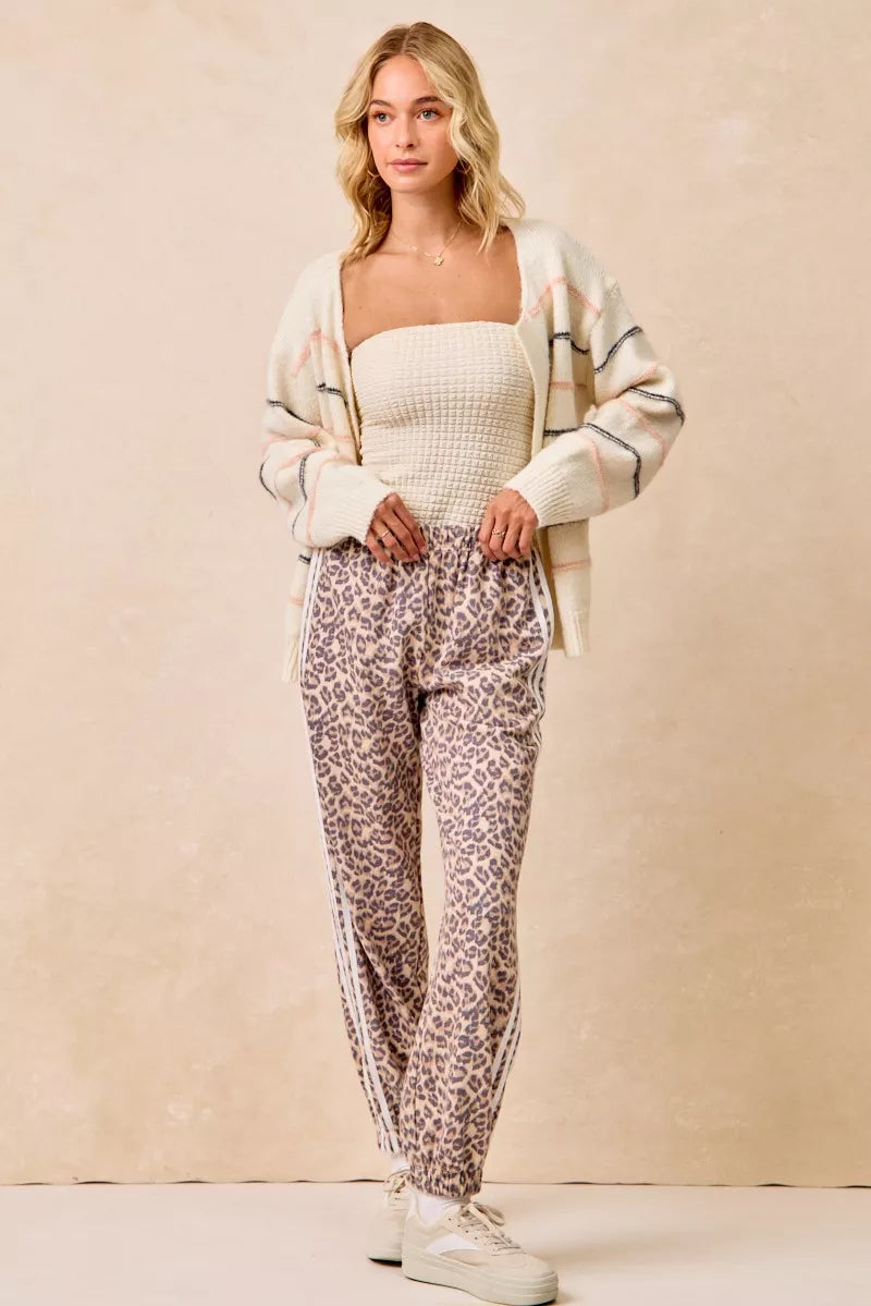 women's bibi side lines leopard track pants - additional image