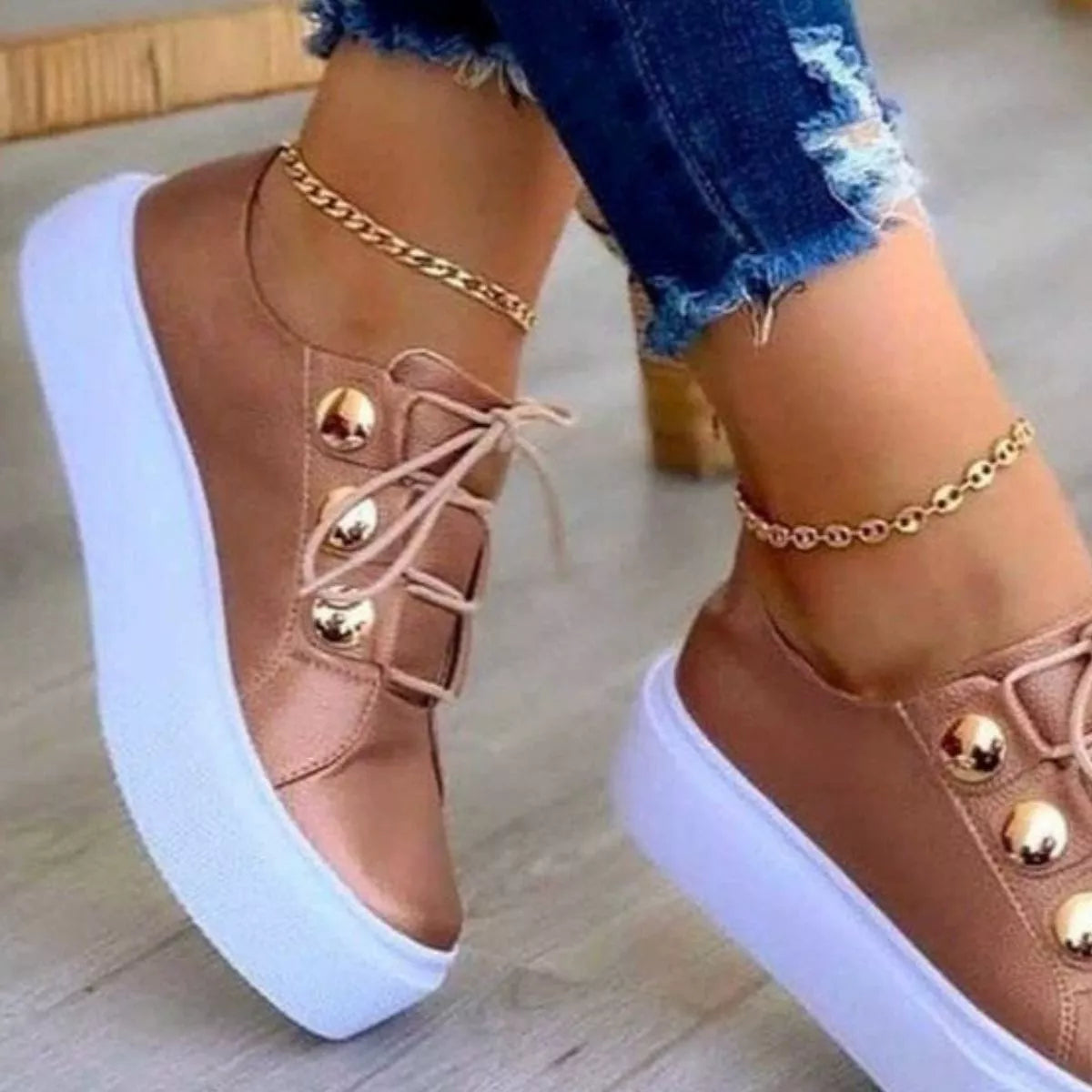 women's round toe platform sneakers - additional image