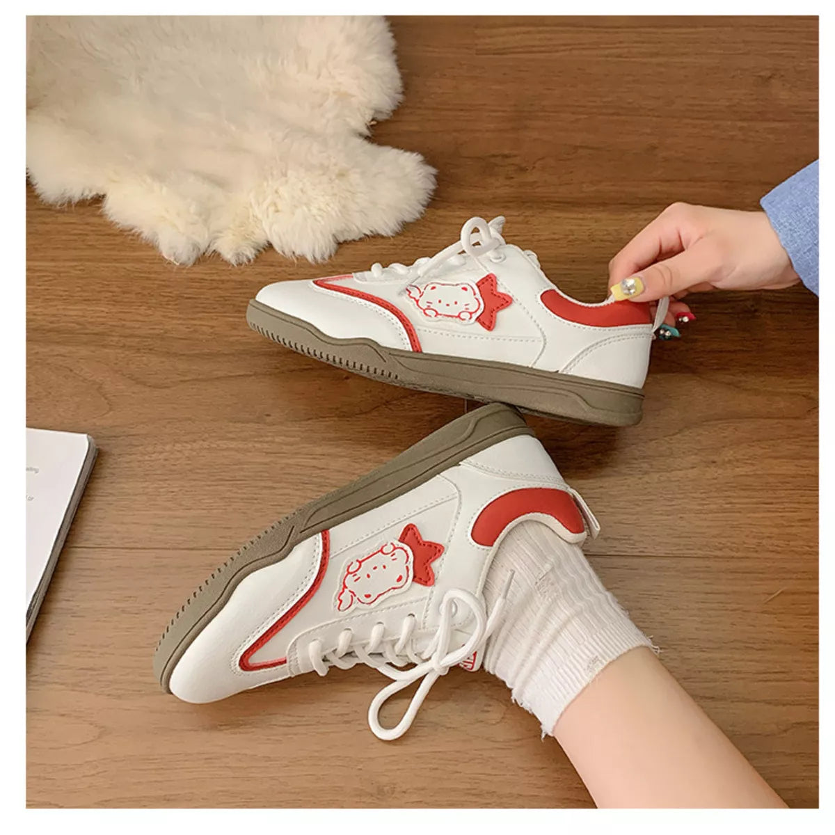 women's lace up round toe sneakers - extra view