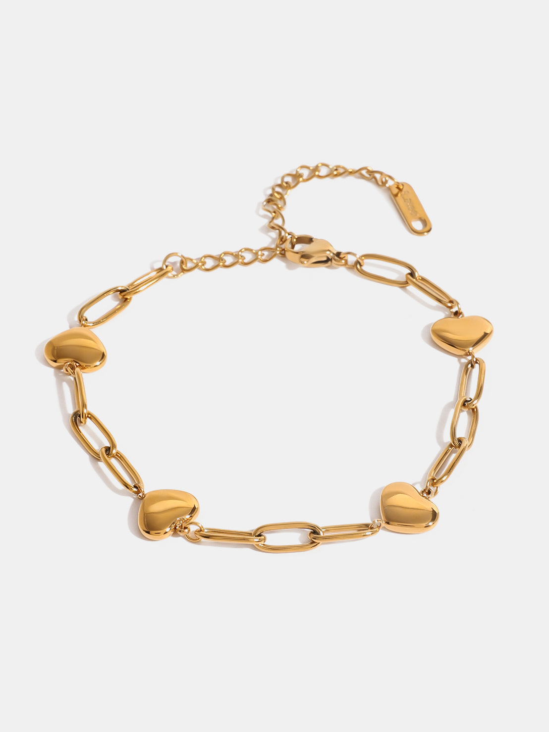 18K Gold-Plated Stainless Steel Heart Bracelet Gold One Size