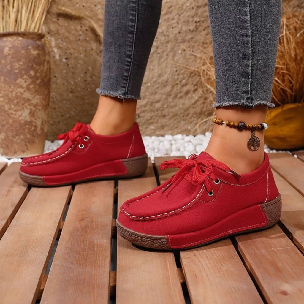 women's round toe lace up sneakers - extra view