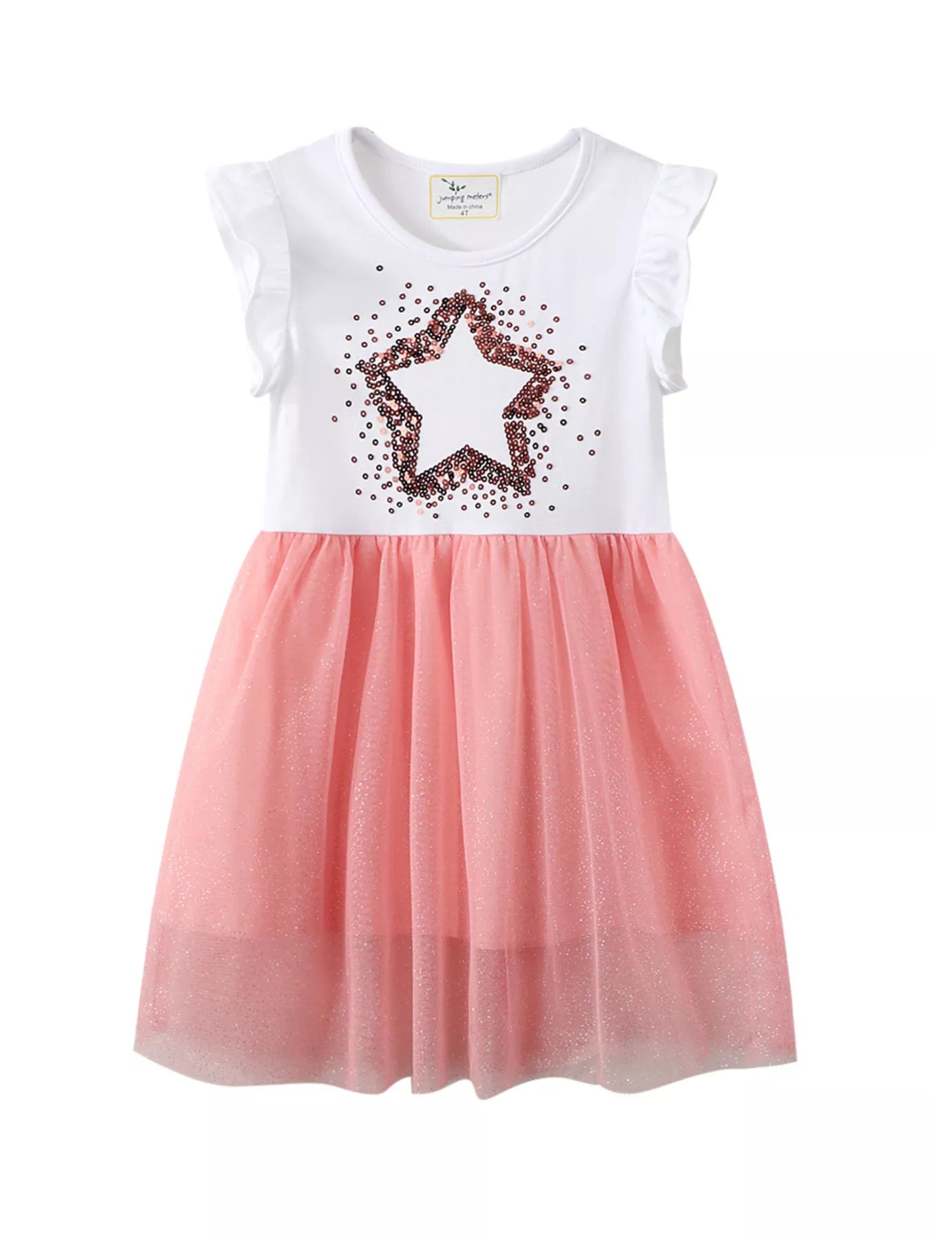 women's children's star sequin tulle ruffled sleeveless dress - second view