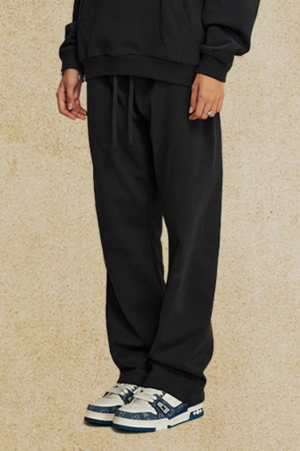 Men's Drawstring Loose Fit Pants Dark Gray