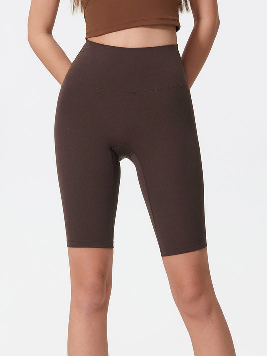 Millennia High Rise Wide Waistband Active Shorts Dark Brown