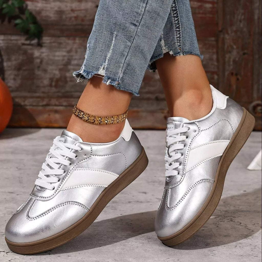 women's round toe lace up sneakers - product detail