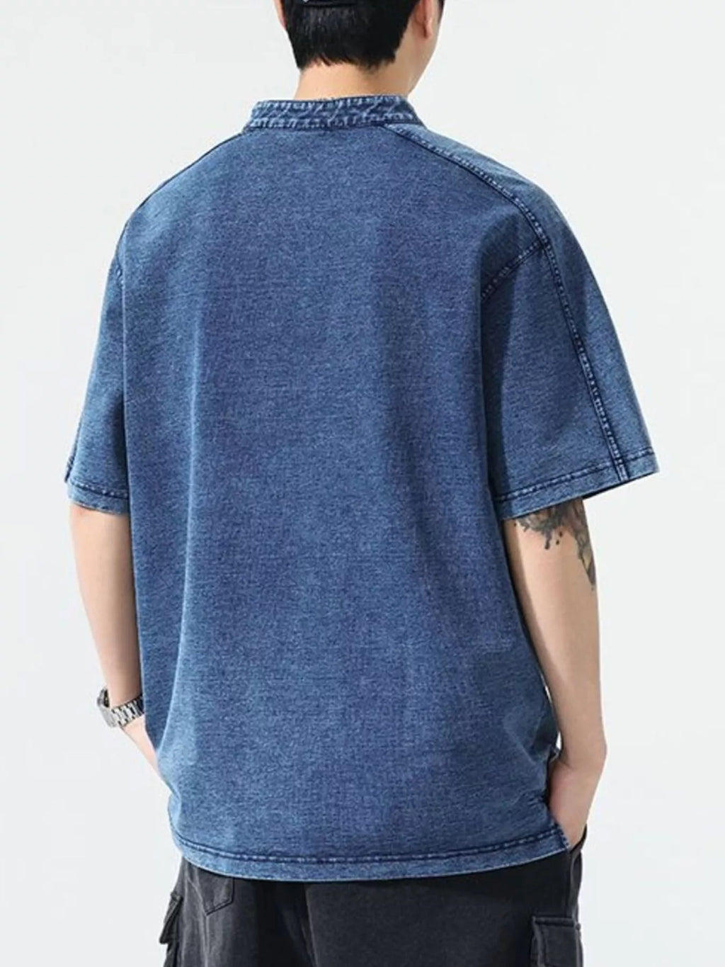 men's men's vintage wash short sleeve denim shirt - product detail