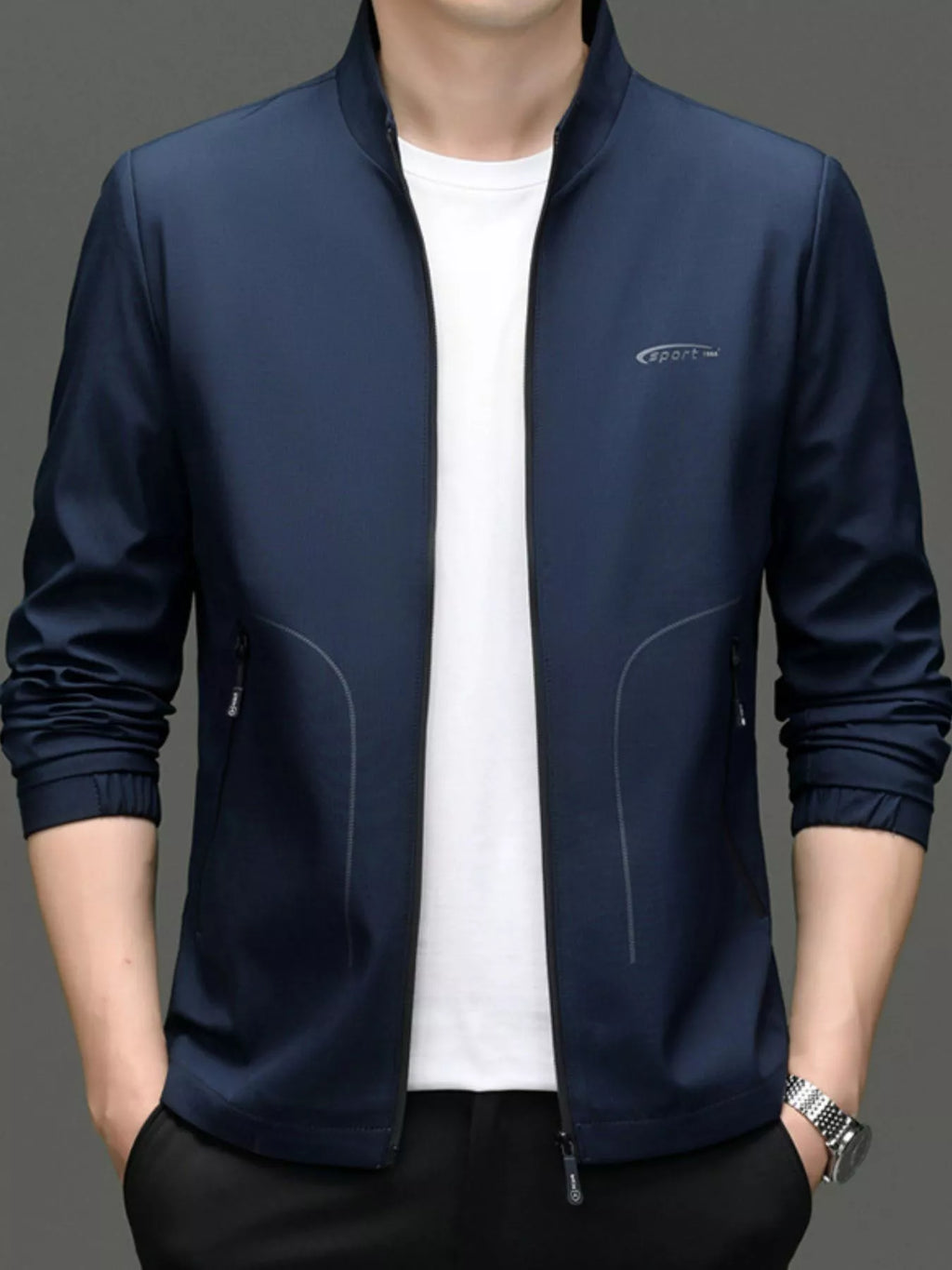 men’s oversized casual topcoat with zip closure