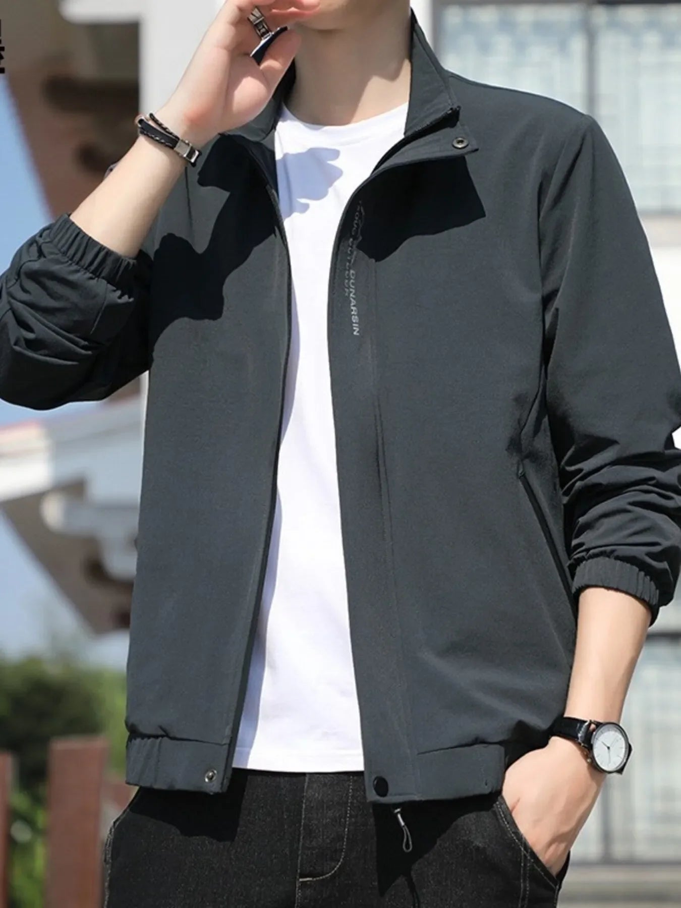 Men's Plus Size Zip Up Long Sleeve Jacket