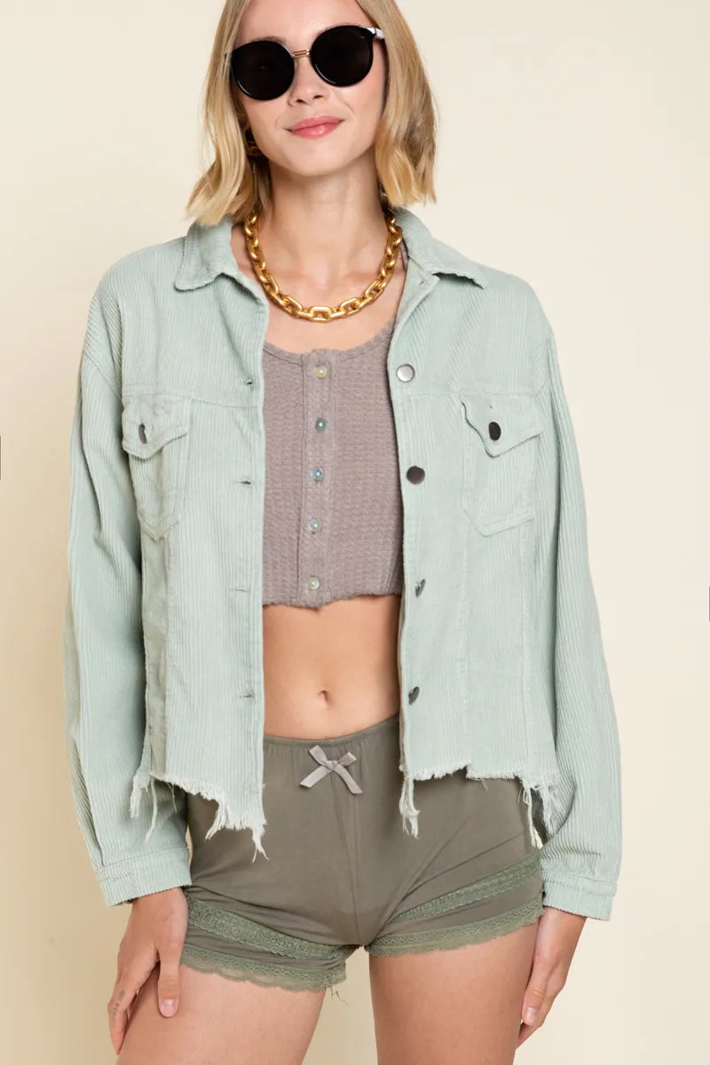faux fur-trimmed outerwear jacket on mannequin