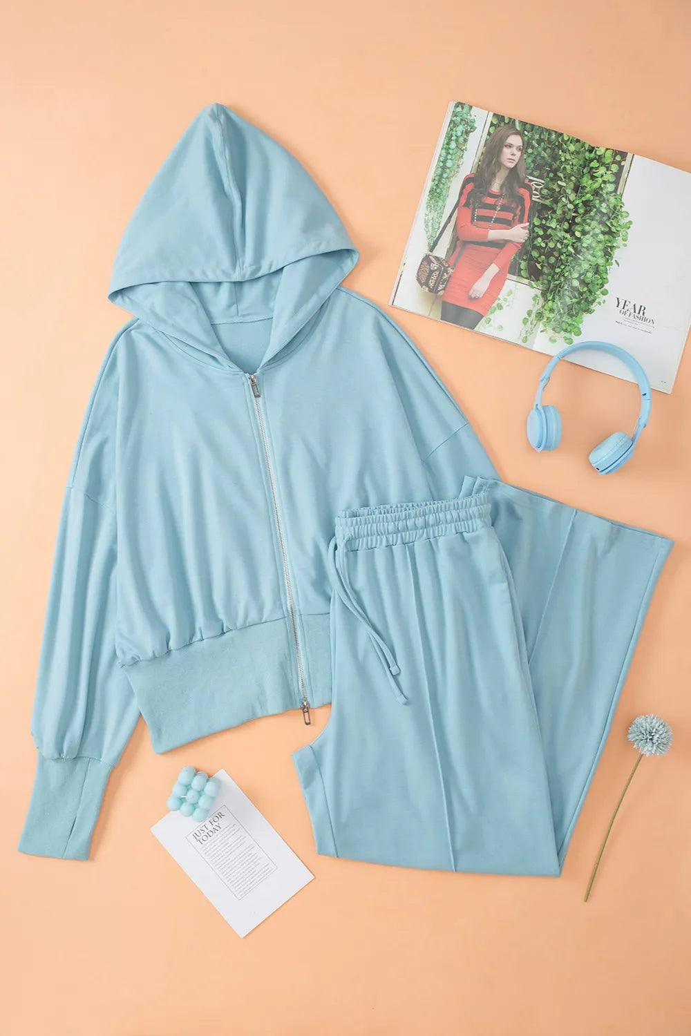 women's zip-up hoodie and pants active set - additional image