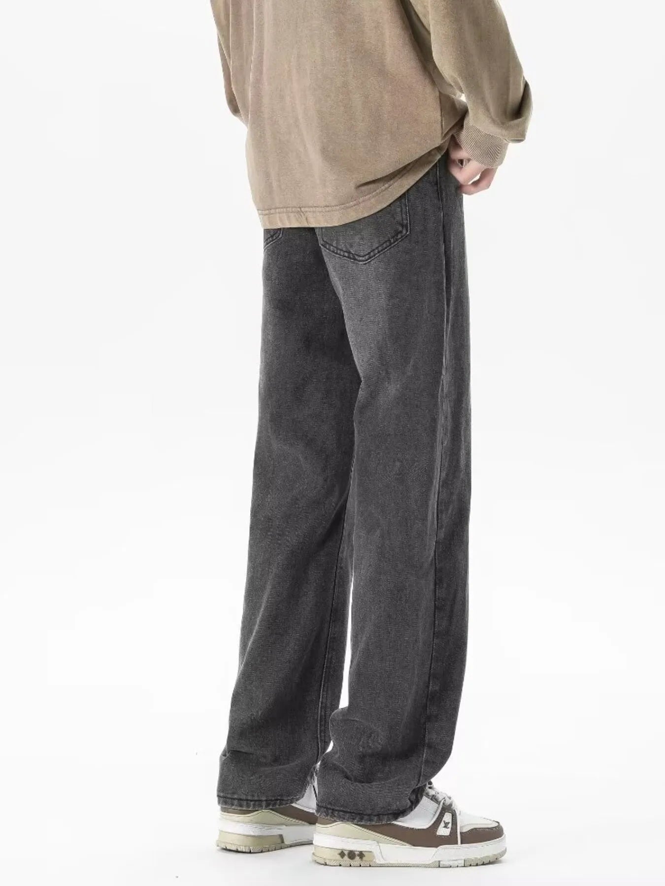 men's full size vintage wash loose fit jeans plus size - product detail