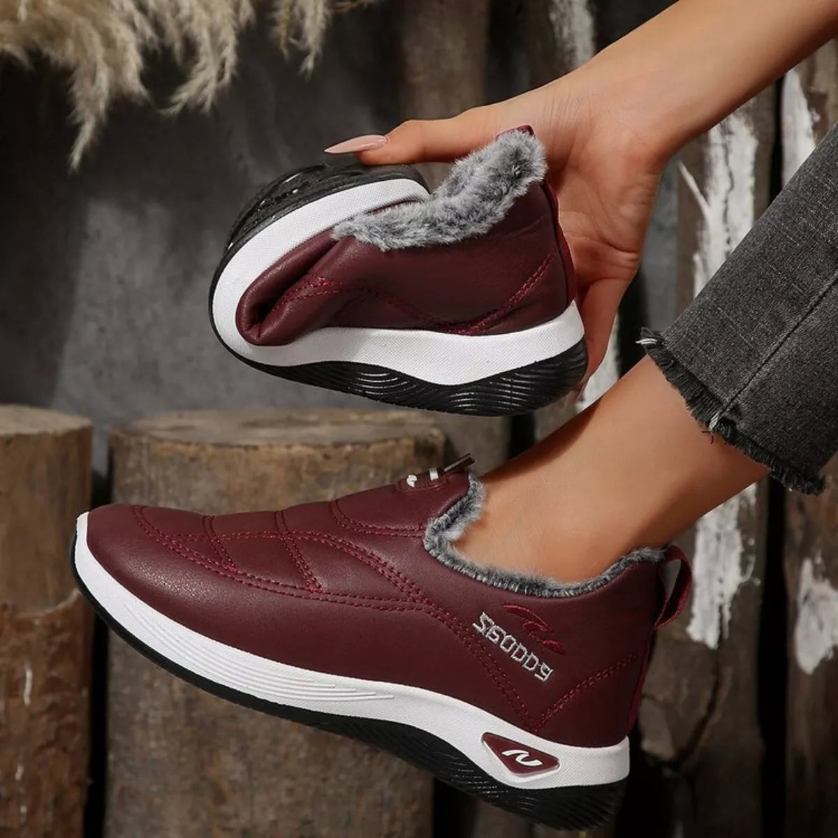 women's plush round toe platform shoes - additional image
