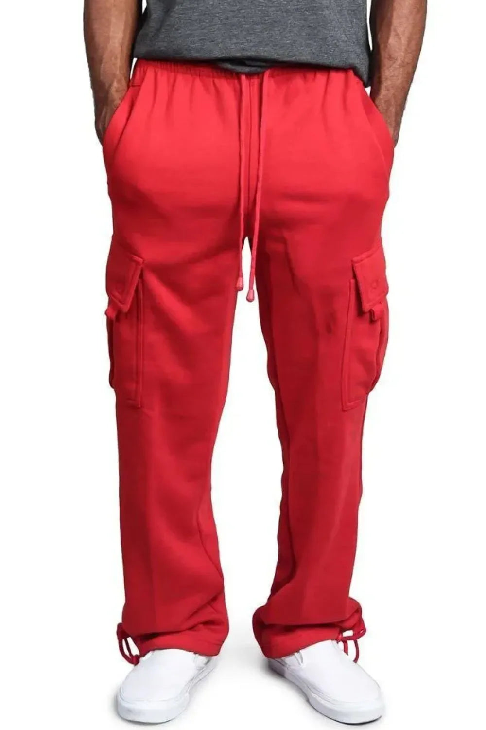 Men's Full Size Drawstring Pants Plus Size Red