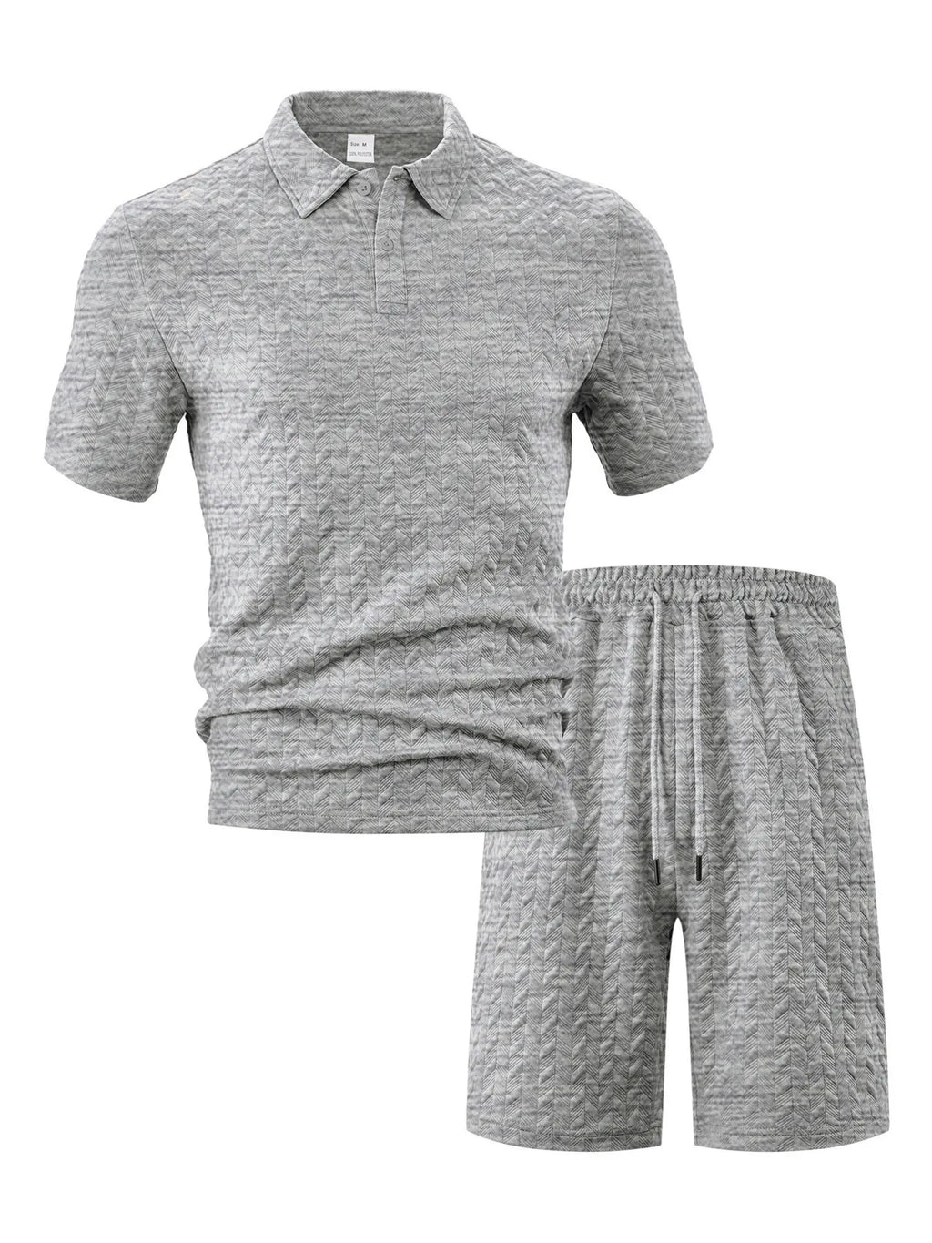 men's men's full size textured polo shirt and shorts set plus size - lifestyle shot