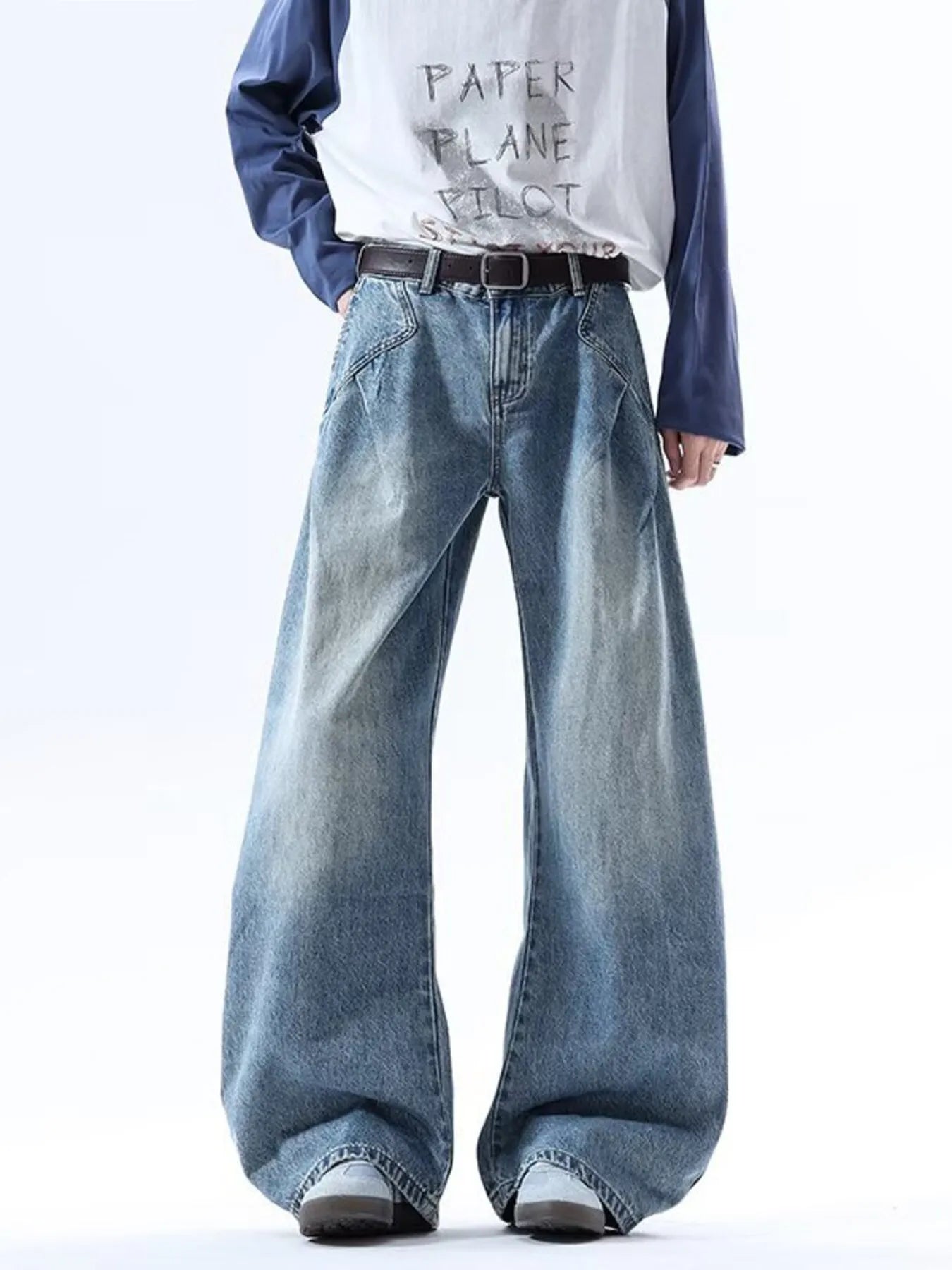 men's men's full size wide leg jeans plus size - additional angle