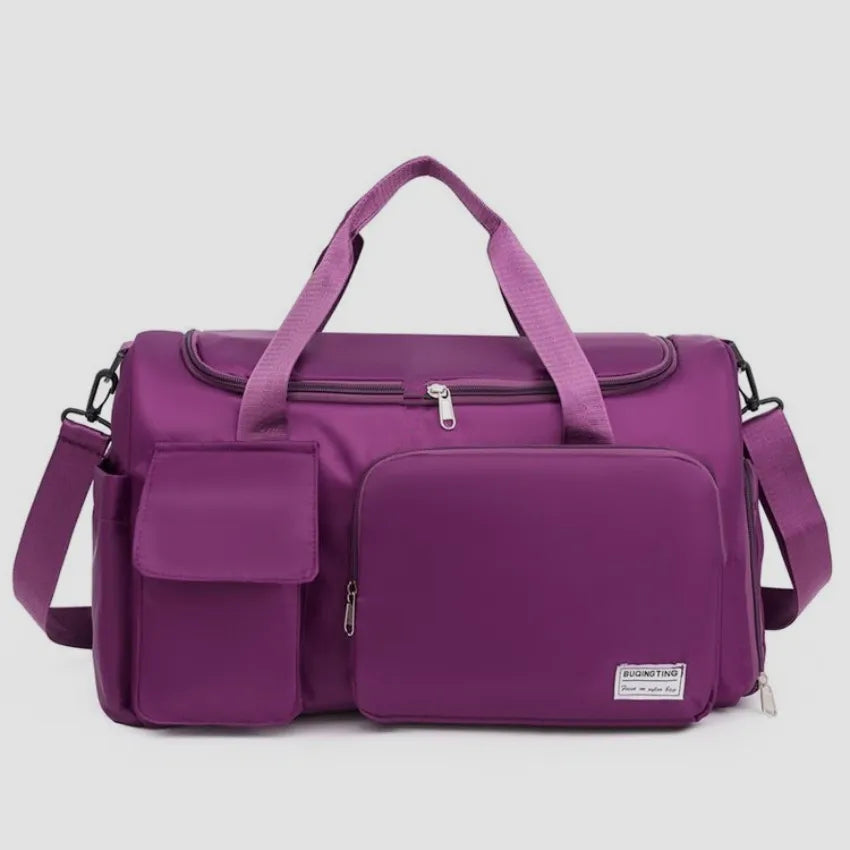 Oxford Cloth Detachable Strap Travel Bag Plum Purple One Size