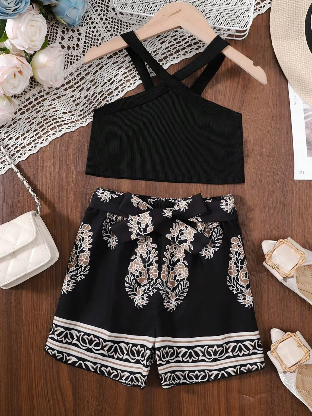 children's cami and printed pants set — stylish clothing for kids