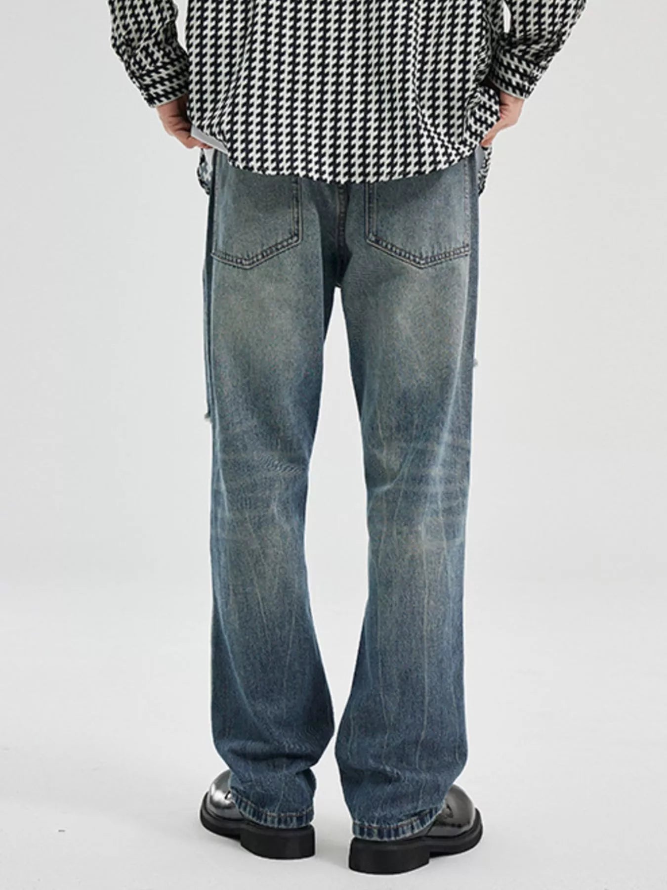 men's men's washed ripped bootcut jeans - product detail
