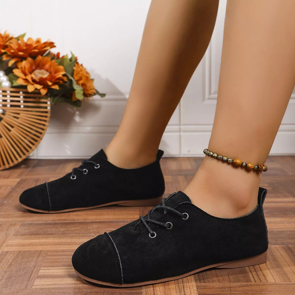 women's round toe lace up sneaker - lifestyle shot