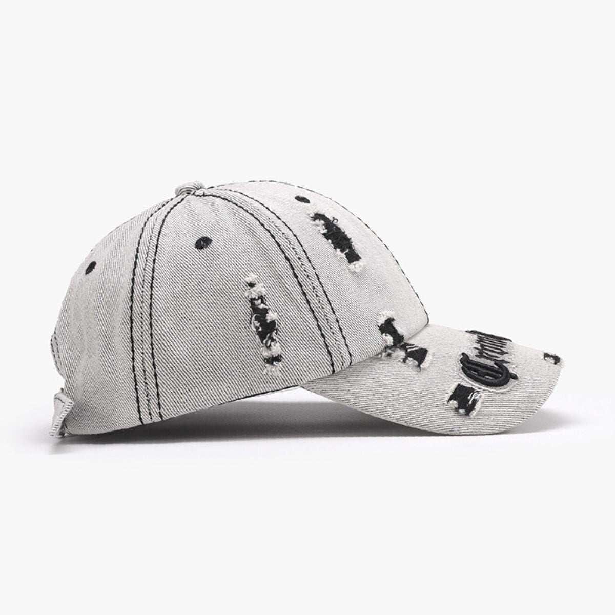 Distressed Letter Embroidered Baseball Cap