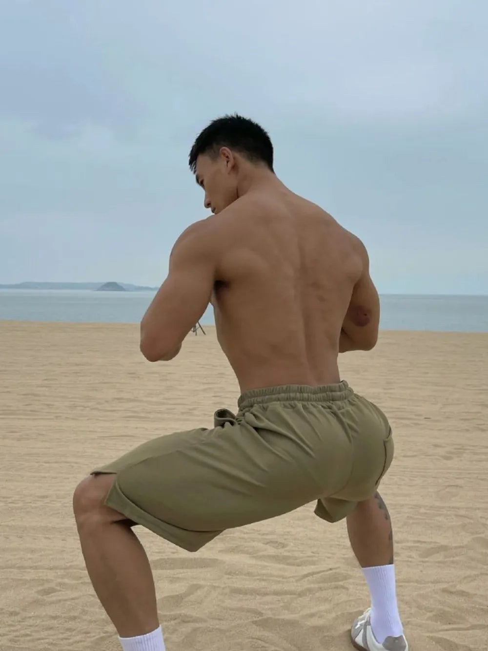 Men's Plus Size Drawstring Shorts with Pockets Moss
