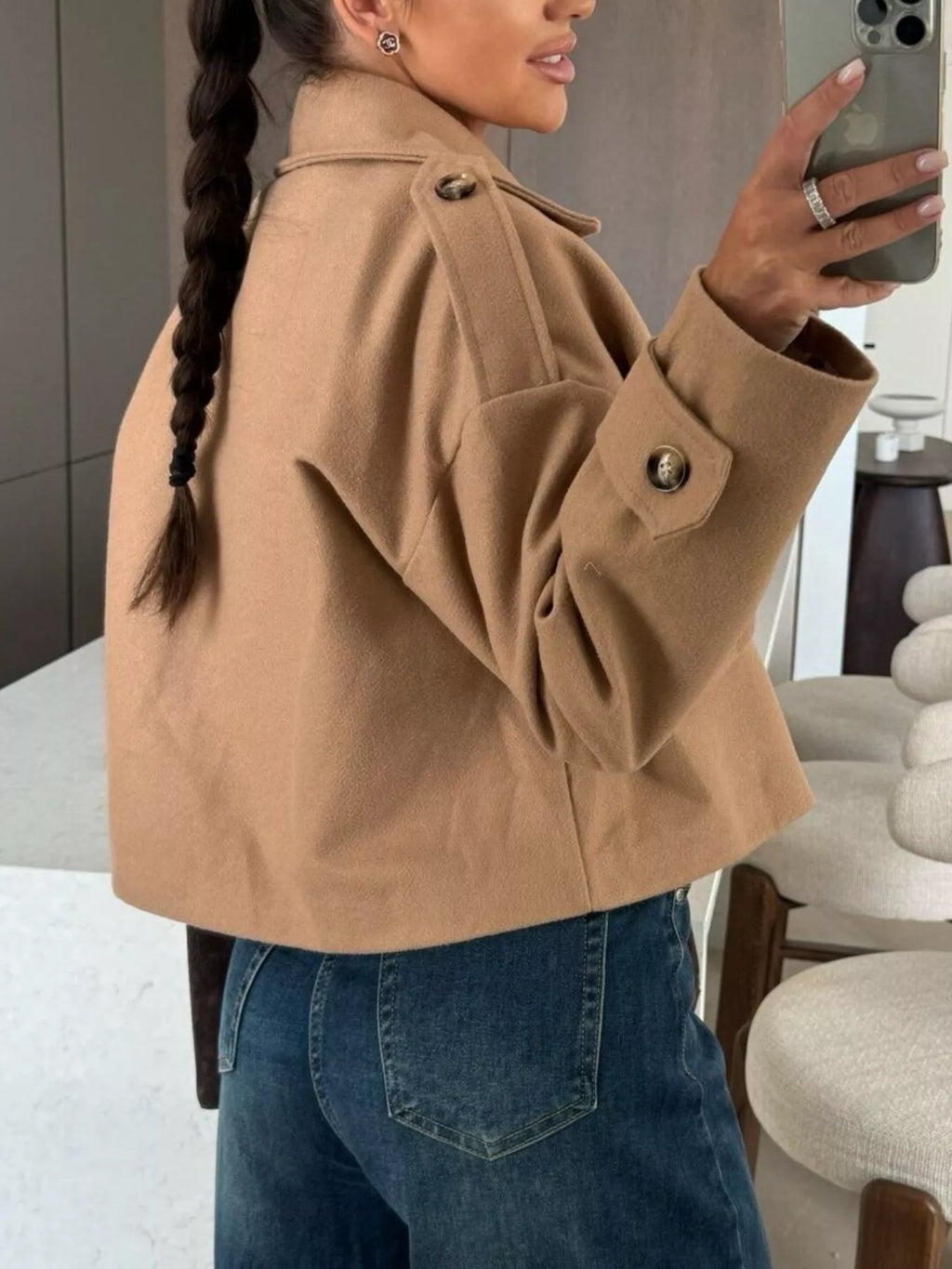 women's double-breasted cropped outerwear - extra view