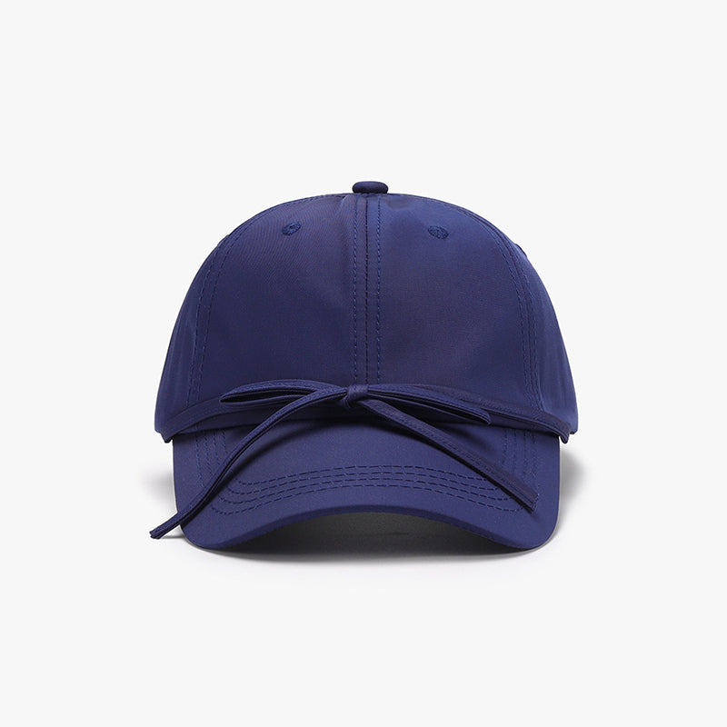 Tied Bow Cotton Baseball Cap Navy One Size